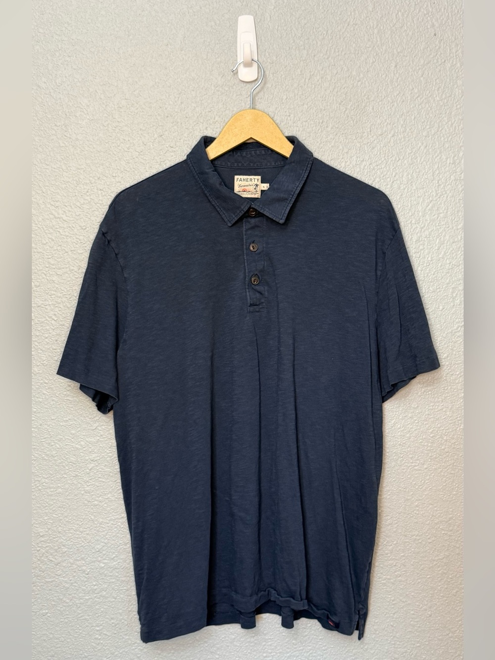FAHERTY | Sunwashed Breeze Organic Cotton Polo | Charcoal Grey | Size XL